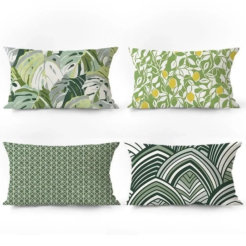 taie d'oreiller moderne motif feuille monstera verte tissu polyester 30x50cm decoration salon lit housse