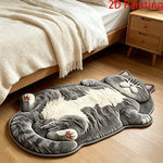 tapis sol doux motif chat gris blanc moelleux antidérapant salle bain chambre salon