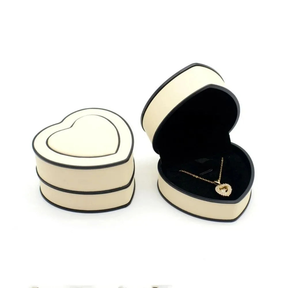 boîtes bijoux coeurs velours blanc noir rouge élégantes portables rangement cadeaux domestiques