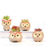 cache pot oiseau stylisé succulente céramique glacé rose clair beige noir