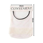 sacs rangement polyester muraux adhésifs velcro blanc beige noir minimalistes translucides mailles tissées 25x30cm