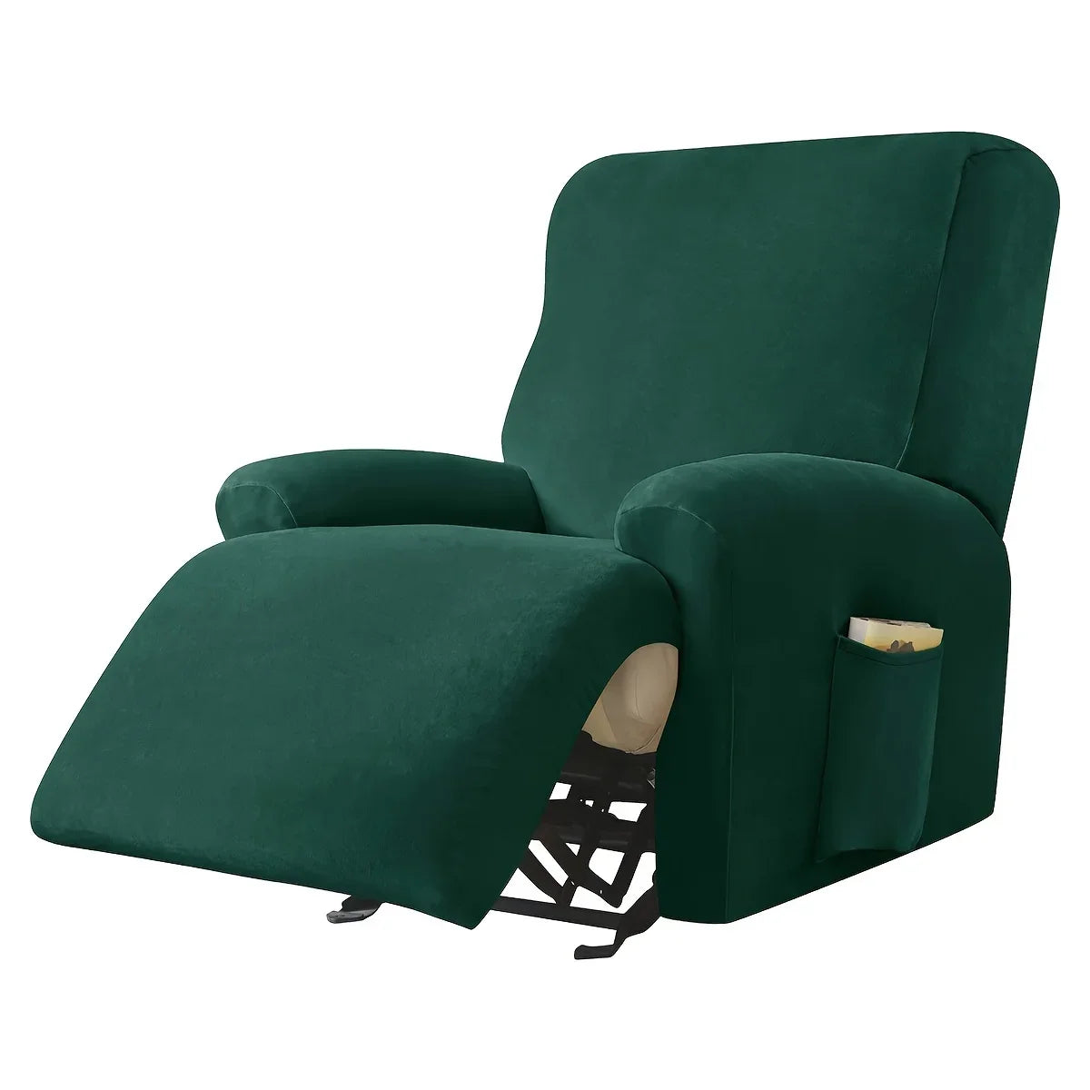 housses fauteuil beige gris bleu marine velours doux moderne confortable machine lavable anneaux fixations
