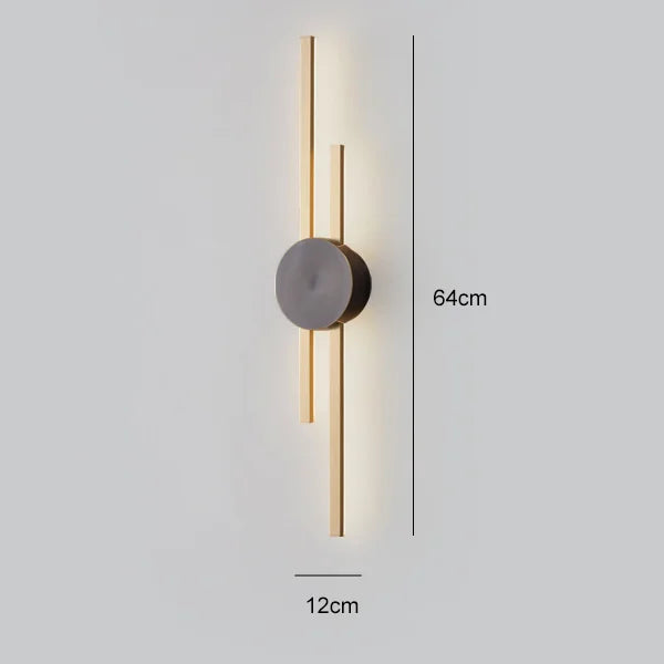 applique murale moderne minimaliste noir doré barres verticales éclairage chambre étude entrée led fixée