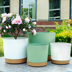 pots fleurs modernes plateau d'eau pièces transparents grains vert clair blanc noir