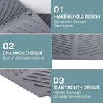 tapis drainage silicone gris moderne rayures horizontales antidérapant cuisine vaisselle séchage large medium small