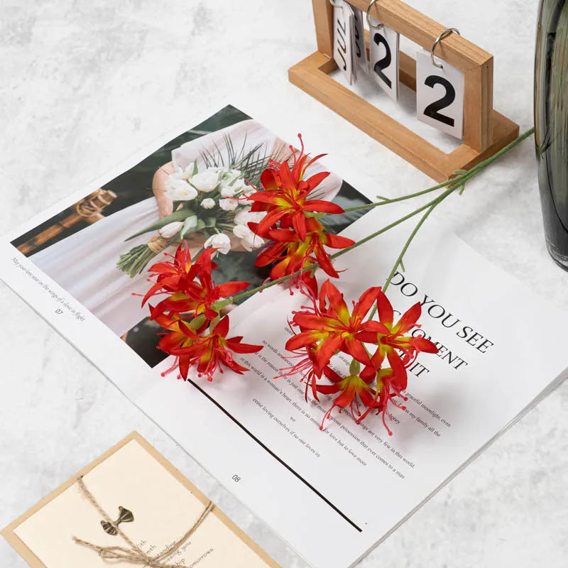 bouquet artificiel fleurs soie bleu blanc rouge jaune moderne minimaliste décoration intérieure mariage anniversaire