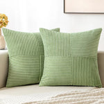 housse coussin carrée marron rayures horizontales moderne canapé lit décoration maison