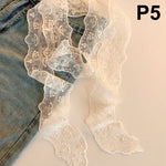 ruban dentelle fine motifs floraux blanc élégant décoratif bohème joint taille accessoire corps