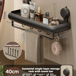 étagère murale salle bain ventouse aluminium électroplaquée noire moderne poignées succion grille dimensions