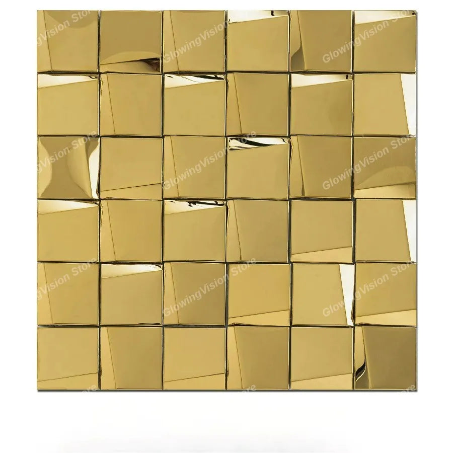 carreaux muraux adhésifs or moderne élégants carrés brillants 29.3cm 29.3cm noir argent