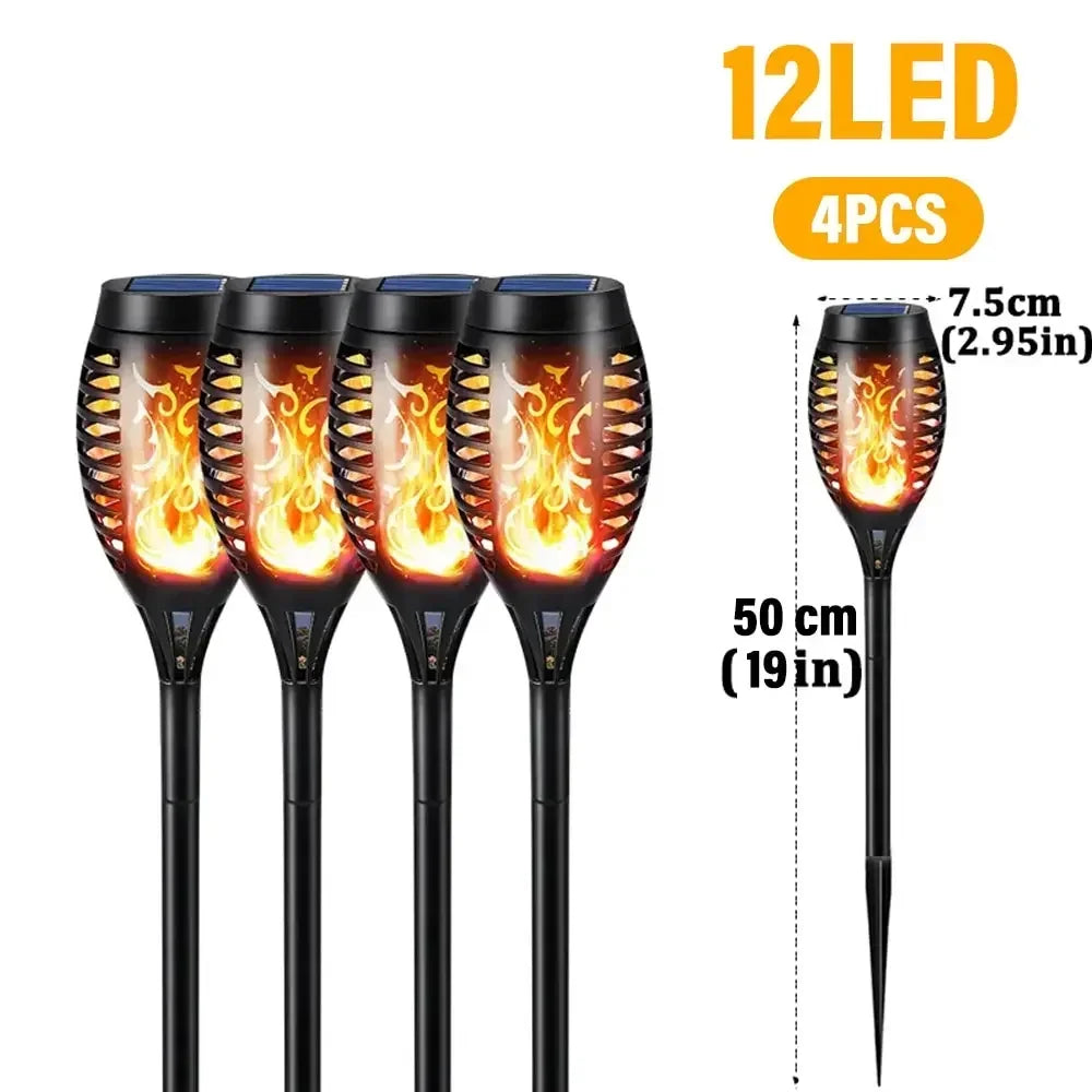torche solaire 96 led motif floral moderne batterie intégrée ip65 fixation tringle