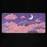 tapis souris anti dérapant violet nuages étoiles moderne adhésif 20x25cm 30x60cm
