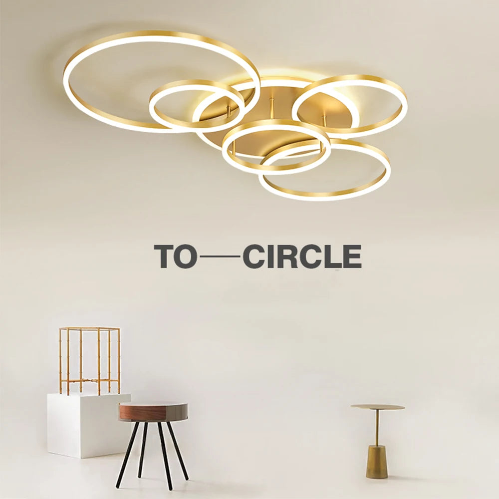 plafonnier moderne or blanc circulaire led télécommande minimaliste semi encastrée