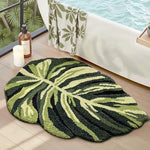 tapis feuille tropicale vert rose clair doux moelleux moderne sans bpa pvc