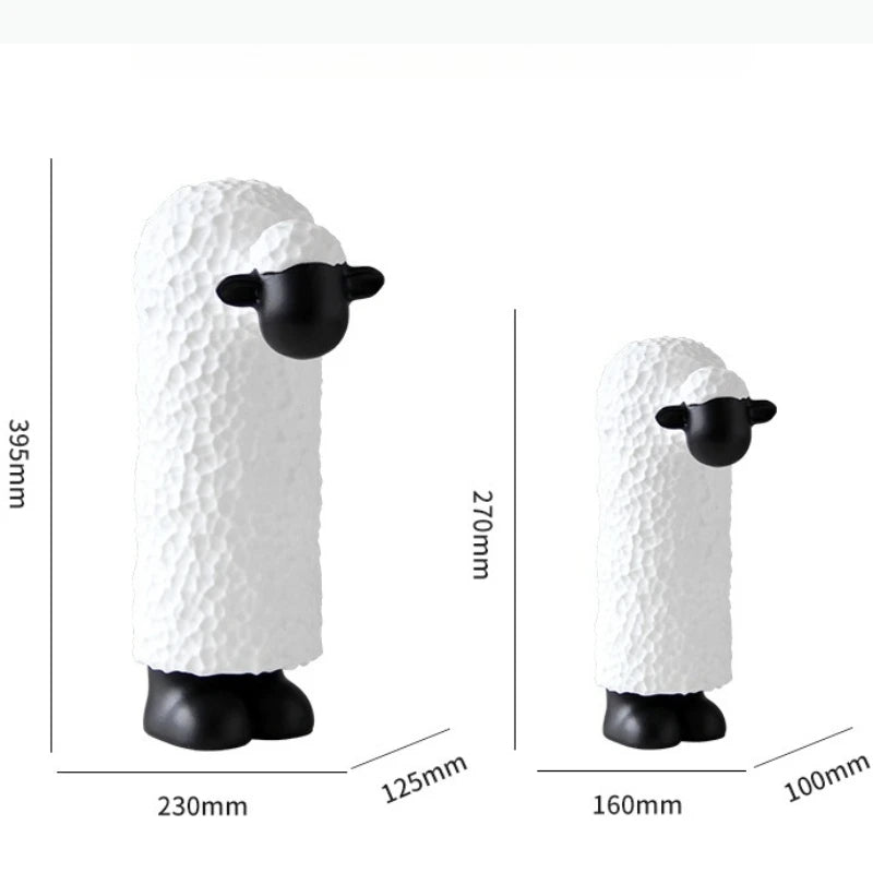 statues moutons blanc noirs texture laine faces lisses moderne accessoires decoration chambre enfants