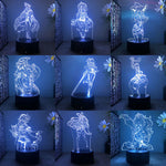 Lampe LED 3D personnalisable avec design kawaii sur table de nuit
