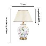 lampe table moderne abat jour fleurs oiseaux classique blanc doré vintage
