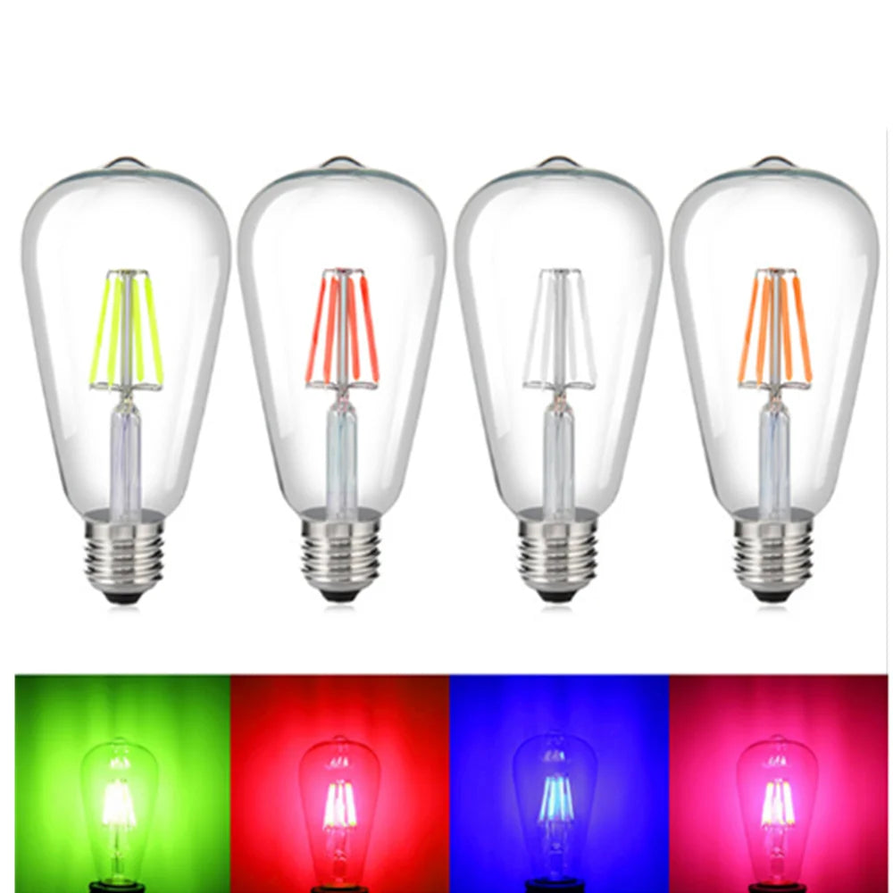 ampoule led filament edison transparente vintage e27 220v 4w blanc chaud 360deg 250lumen chambre