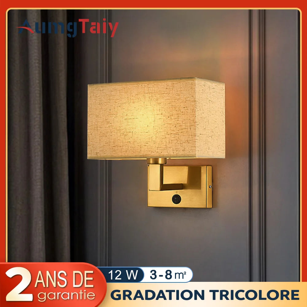 lampe murale moderne or beige tissu fini éclairage chambre salon 2000 82000lm led 90