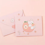 cartes postales anniversaire ours lapin dessins animés bleu rose violet mignon cartoon