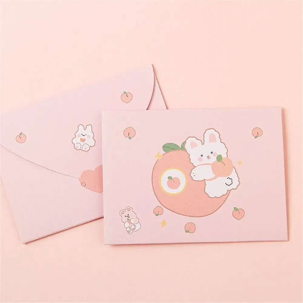 cartes postales anniversaire ours lapin dessins animés bleu rose violet mignon cartoon