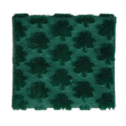 nappe verte table brodée arbres texture noël décoration cloches bougies sapins étoiles festive