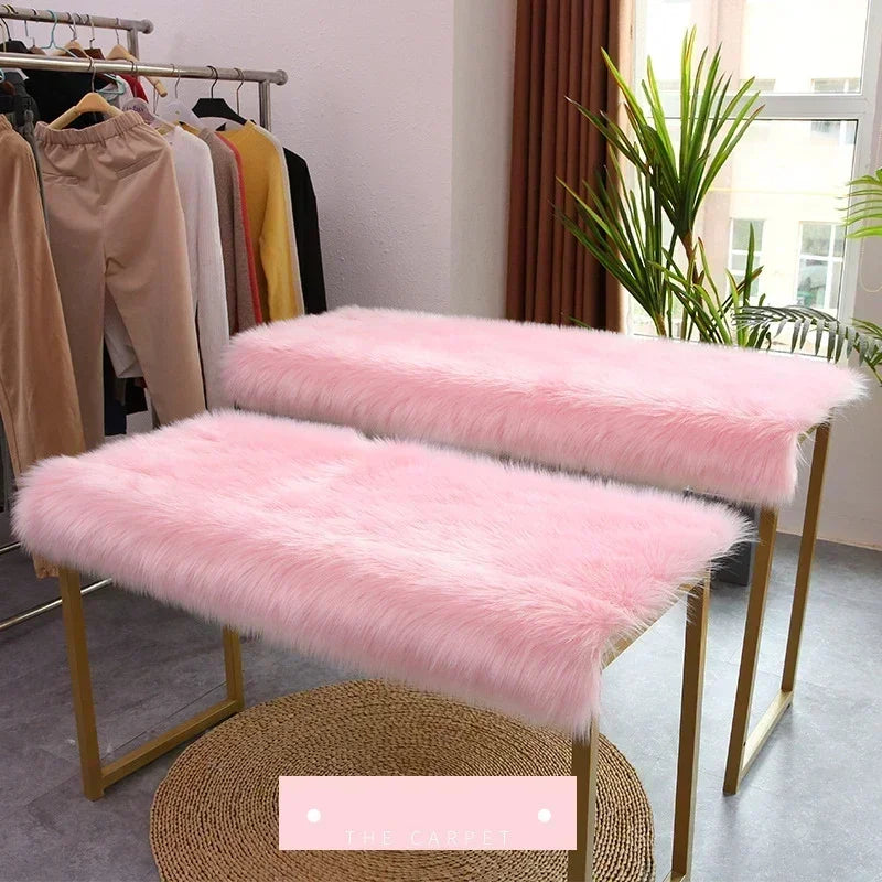 tapis blanc rose doux peluche non glissant absorbant salon chambre nordique moderneComfortable