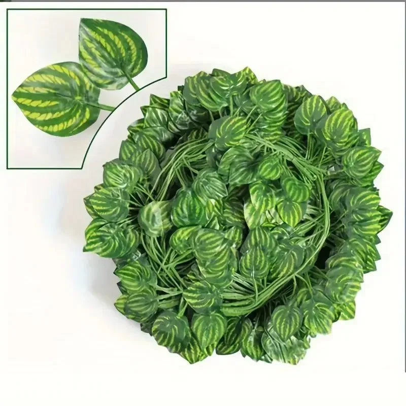 guirlande végétale artificielle feuilles vertes ovales moderne décoration extérieure maison jardin mariage fête