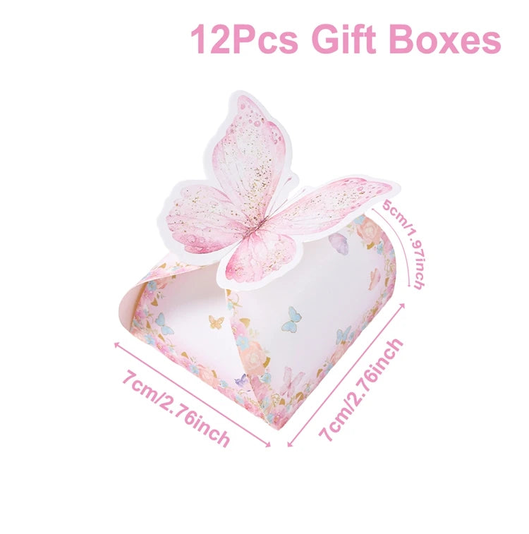 boîtes pop corn décoratives papillons rose violet doré fête anniversaire mariage baptême fille