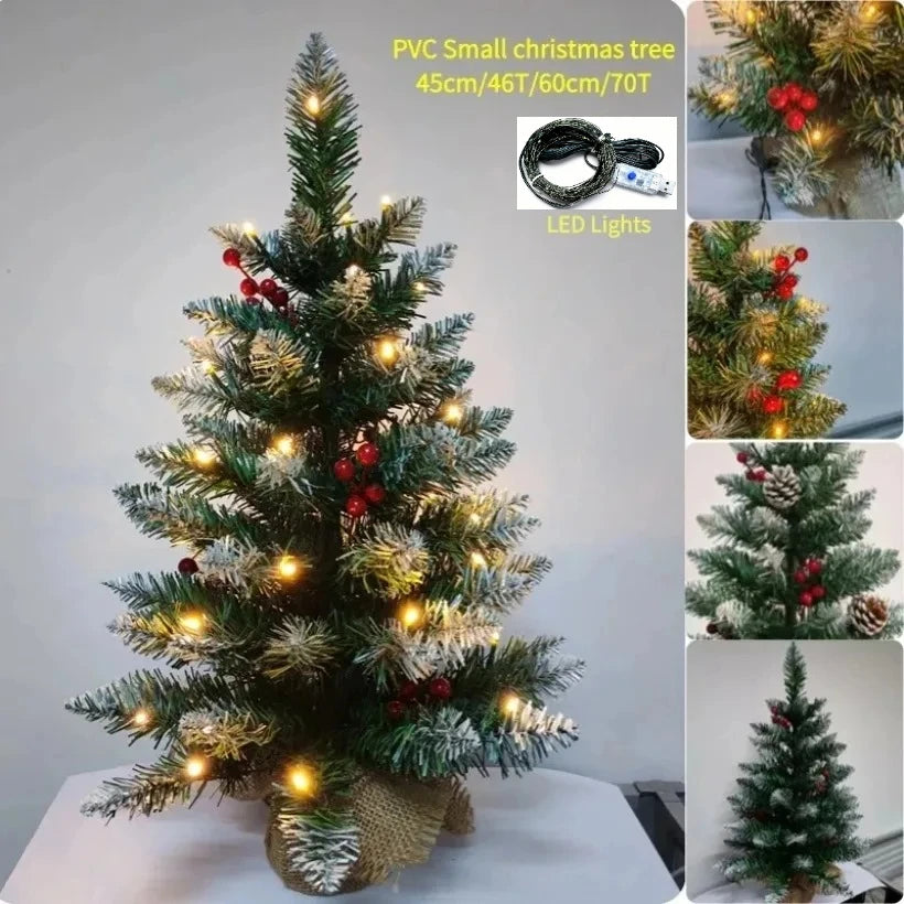 Sapin de Noël artificiel 45cm avec lumières et décorations floquées