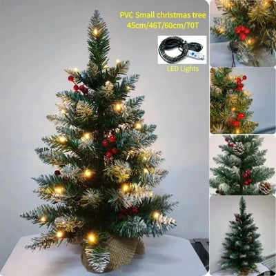 Sapin de Noël artificiel 45cm avec lumières et décorations floquées