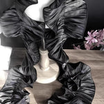 dentelle blanche noire plissée satinée élégante accessoire mode collier foulard 17cm