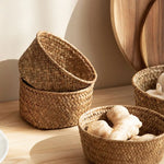 paniers rangement tressés bambou rustique rangement fruits légumes blancs marrons