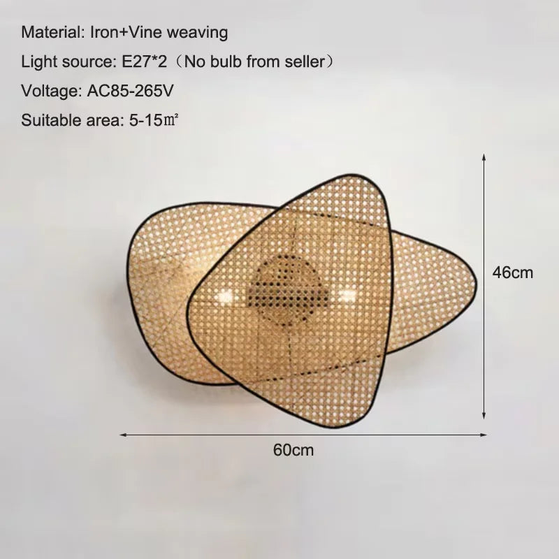 lampe murale moderne marron clair tissu naturel tressé rustique éclairage chambre coucher étude