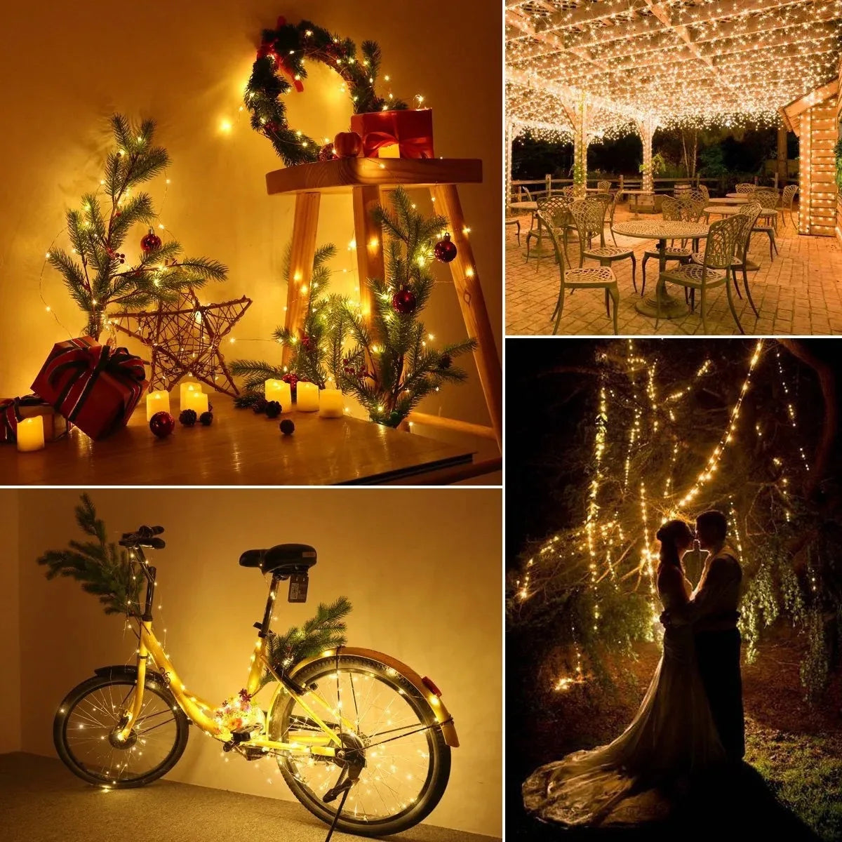 guirlande lumineuse dorées moderne 10m 100led télécommande ip67 20m 200led