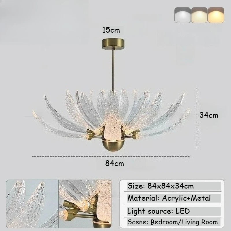 suspension lumineuse moderne transparente dorée cuivre argentée texture craquelée intérieur chambre salon
