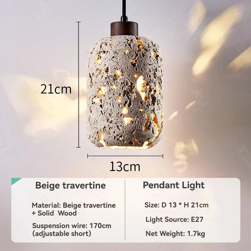 suspension lumineuse moderne pierre texture granulée gris beige noir éclairage ambiance chambre salonhôtel