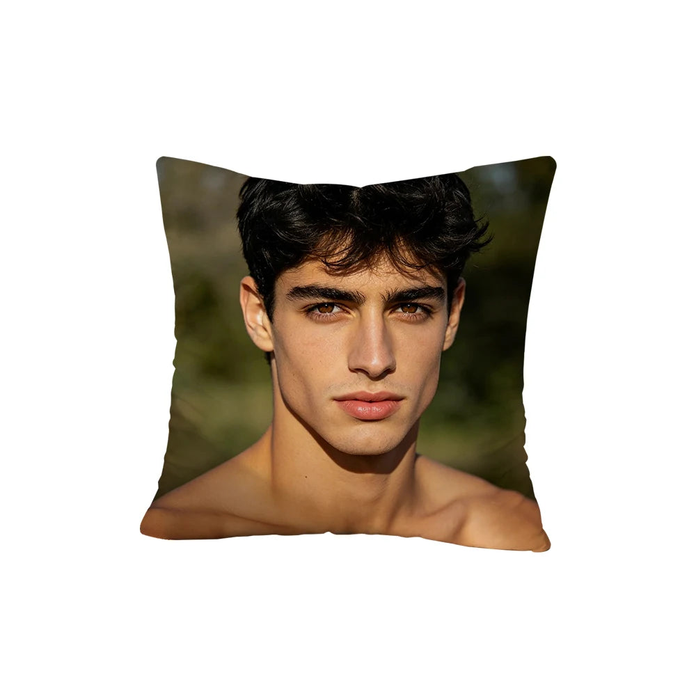 taie d'oreiller personnalisée photo homme noir moderne douce polyester coton noir beige lit ultraconfortable