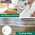 ruban adhésif joint étanche imperméable anti moisissure salle bain cuisine évier bordure silicone