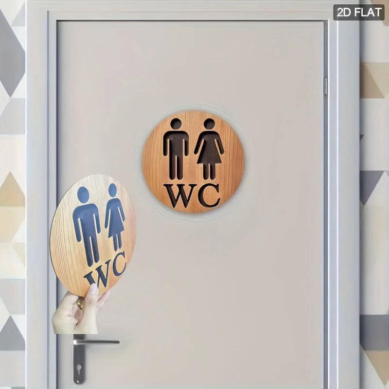 décoration murale panneau wc bois naturel silhouette humaine 2d flat 20x20cm