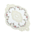 tapis dentelle floral rouge gris beige classique élégant translucide 44x31cm