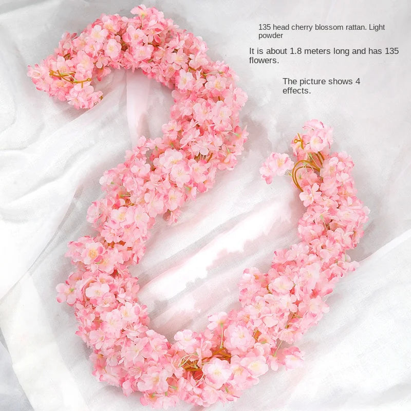 décoration intérieure guirlande fleurs artificielles rose clair mariage anniversaire baby shower pendaison crémaillère