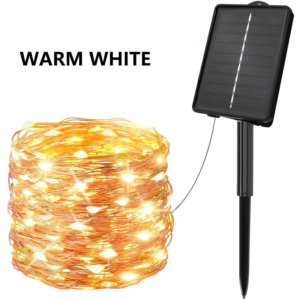 guirlande lumineuse solaire modes ip44 12m 22m 32m multicolore blanc tiroidesextérieur moderne