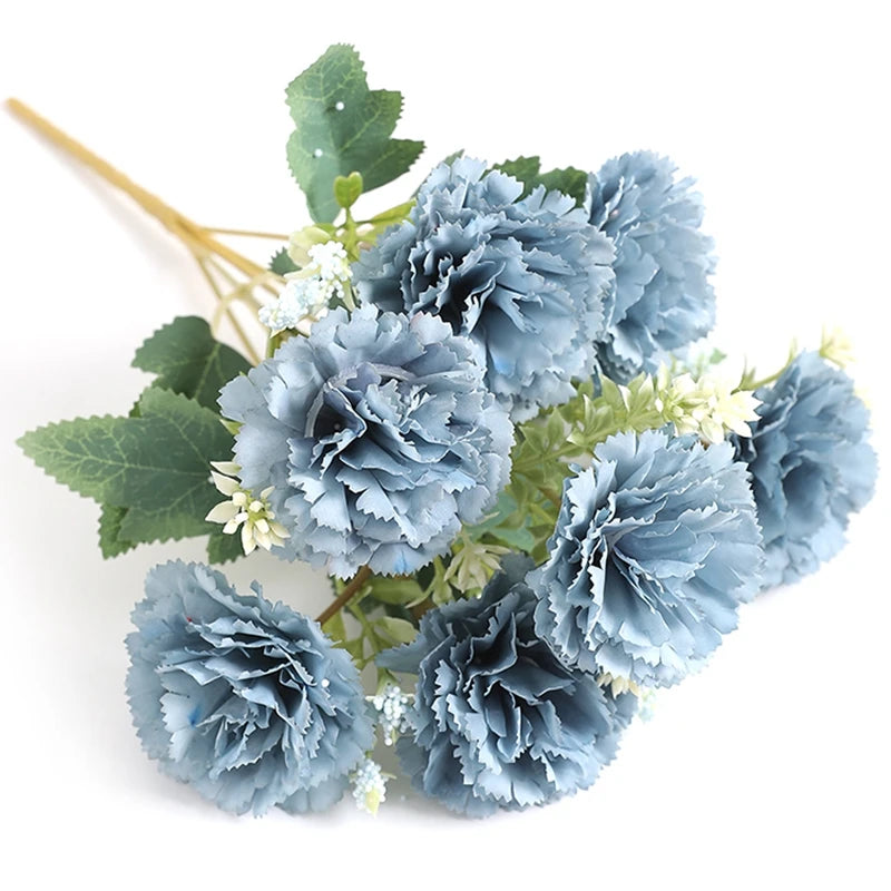 Bouquet artificiel coquelicot feuilles vertes mariage décoration intérieure vase bleu rose orange blanc vert