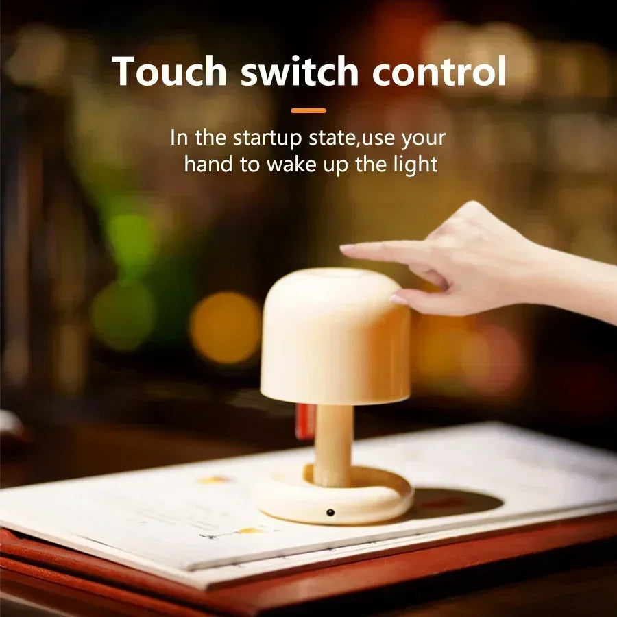 lampe table led effet couchant rechargeable usb moderne minimaliste blanc beige mat