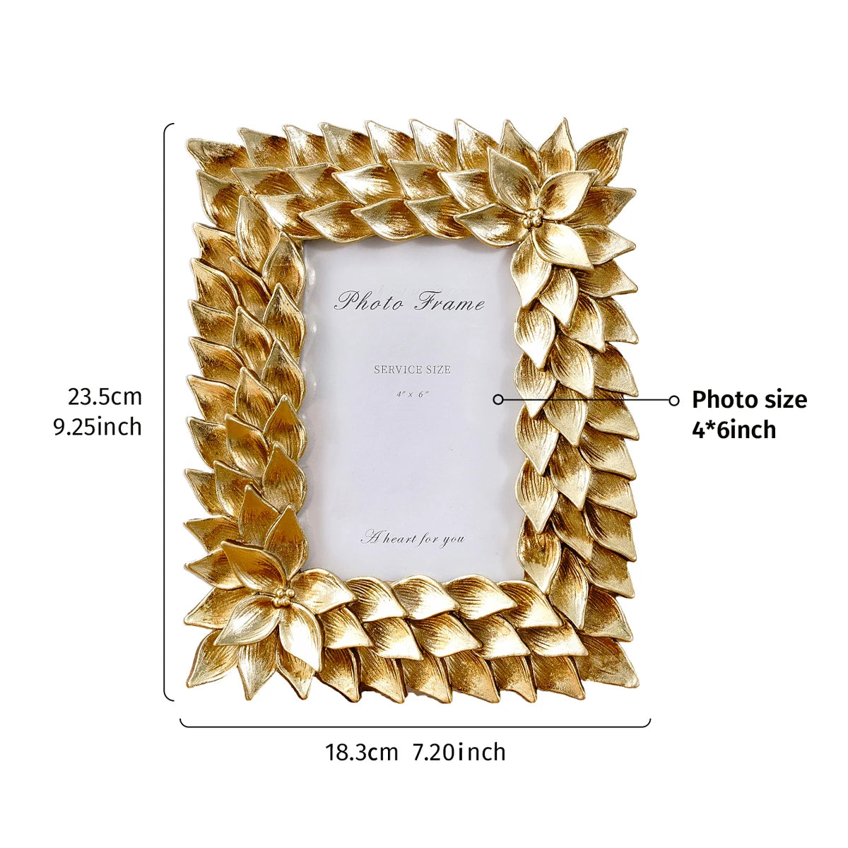 cadre photo or floral résine élégant moderne opacité 23.5cm 18.3cm photo 4x6