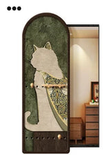 porte clés mural moderne imprimé chats texture bois noir sac main plante bijoux