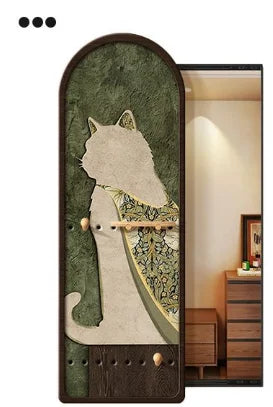 porte clés mural moderne imprimé chats texture bois noir sac main plante bijoux