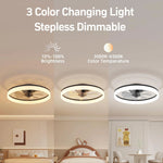 ventilateur led moderne noir blanc pales télécommande vitesses lumens 5000
