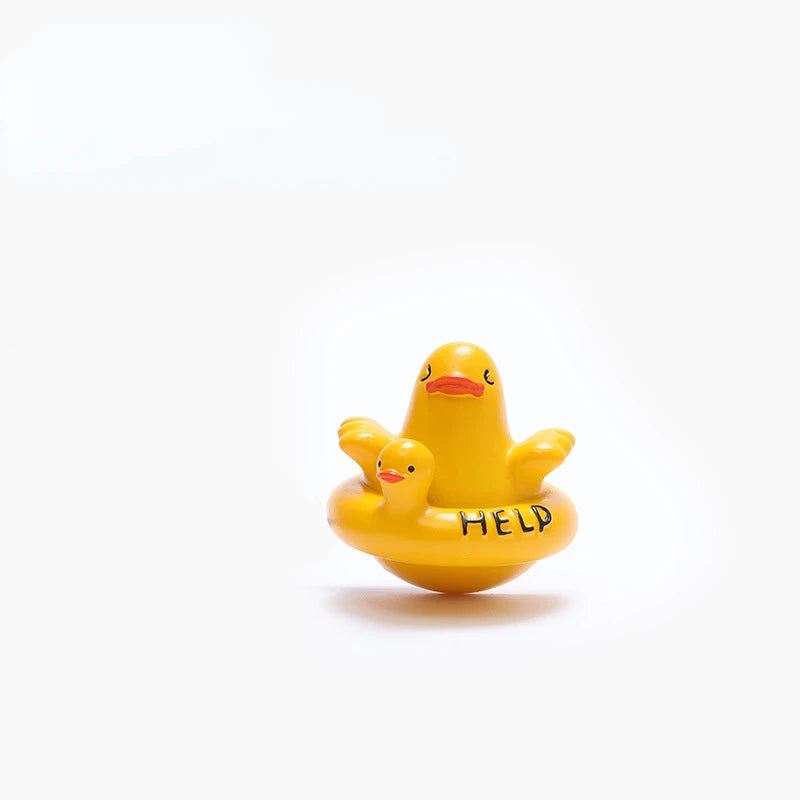 jouet canard jaune expressions différentes adhésif décoratif cartoon assis bouteille trèfle lettres